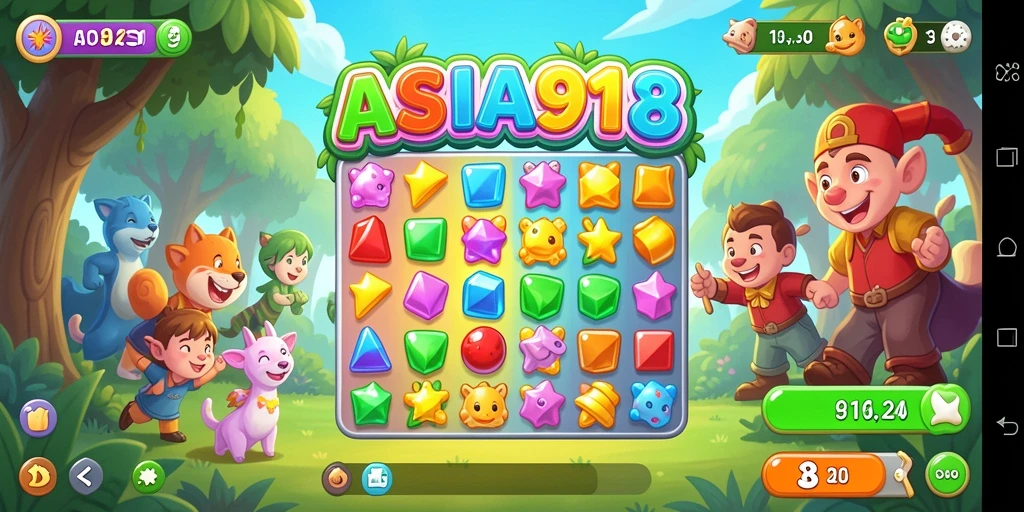 Tampilan menarik dari gameplay <strong>ASIA918</strong> saat menyelesaikan level Match-3.