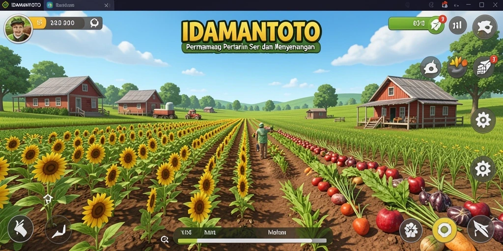 Screenshot utama <strong>IDAMANTOTO</strong> menampilkan lahan pertanian yang hijau dan segar.
