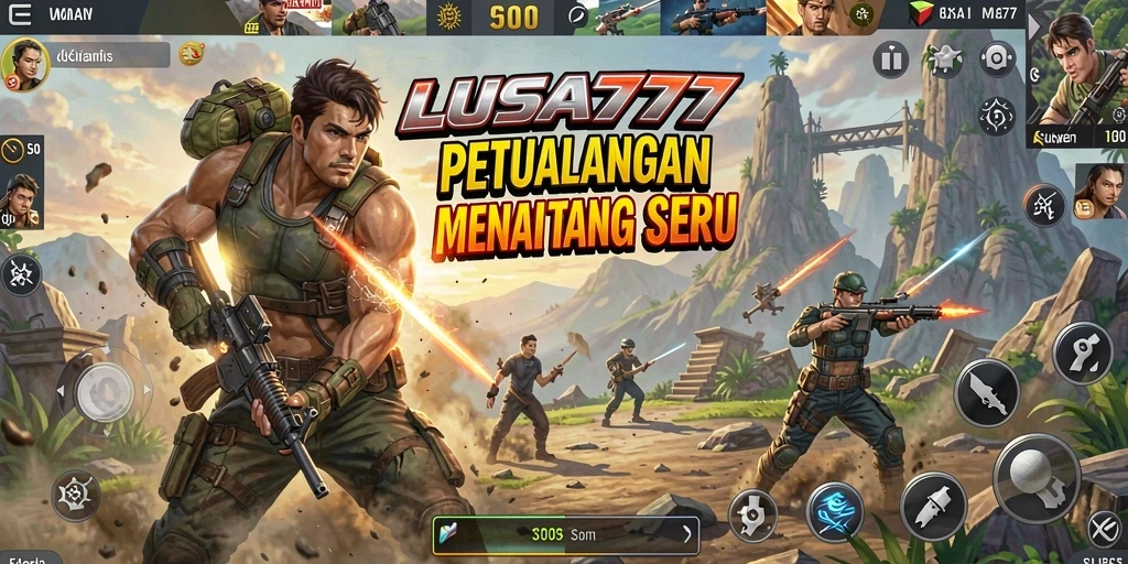 Screenshot gameplay LUSA777 menampilkan aksi mendebarkan di arena pertempuran.