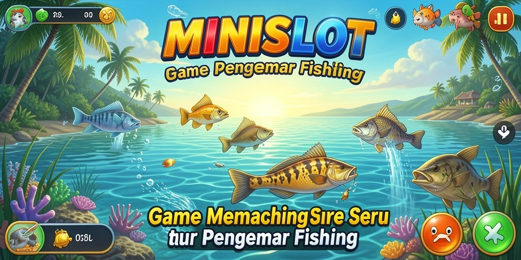 Screenshot gameplay MINISLOT menunjukkan suasana memancing yang mendebarkan.