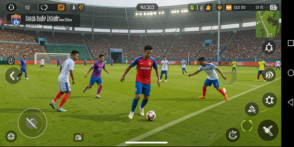 Gameplay NX303 yang menarik dengan aksi sepak bola intens.