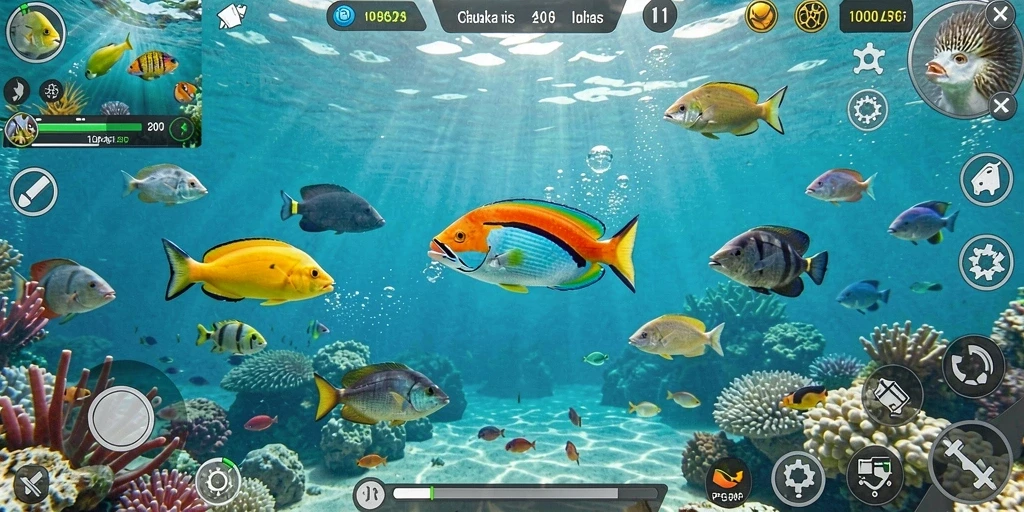 Tampilan gameplay seru di PG11 saat berburu ikan.