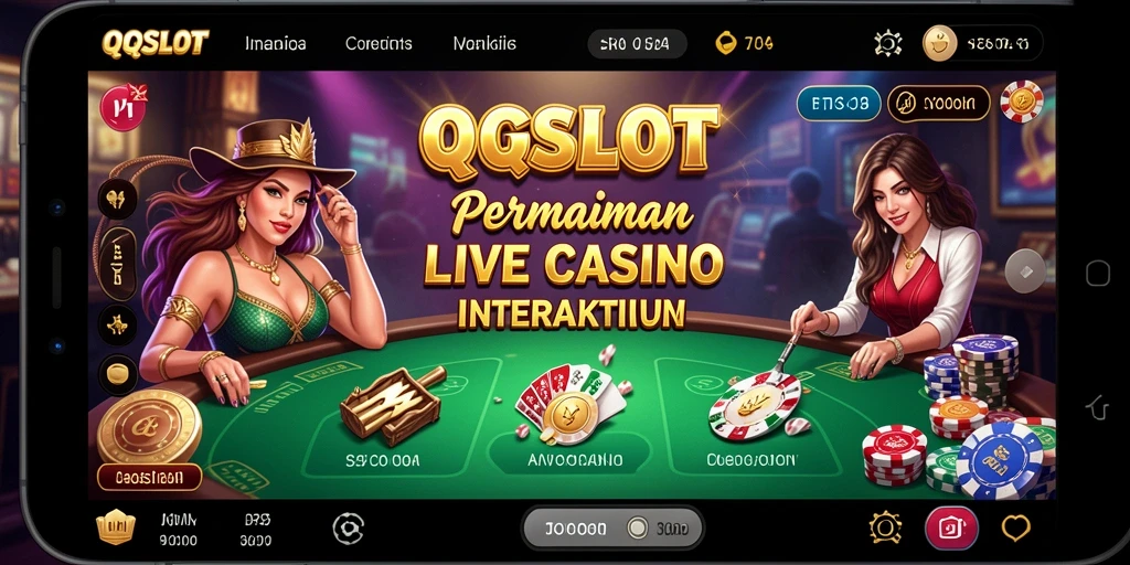 Screenshot utama QQSLOT menampilkan dealer langsung dalam permainan Live Casino.