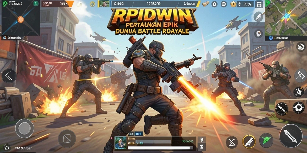 Tangkapan layar RPIDWIN menampilkan aksi pertarungan Battle Royale yang seru.