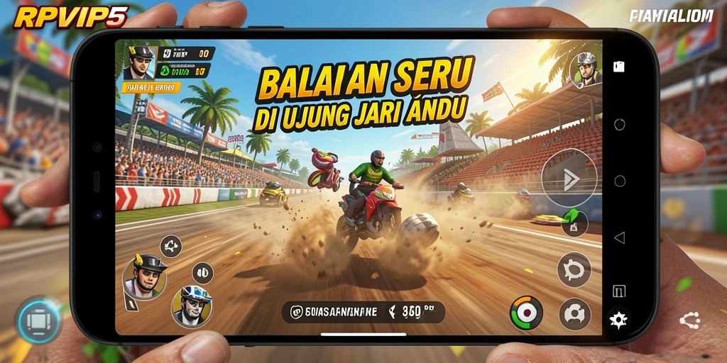 Tampilan gameplay RPVIP5 yang menegangkan dan seru saat balap.