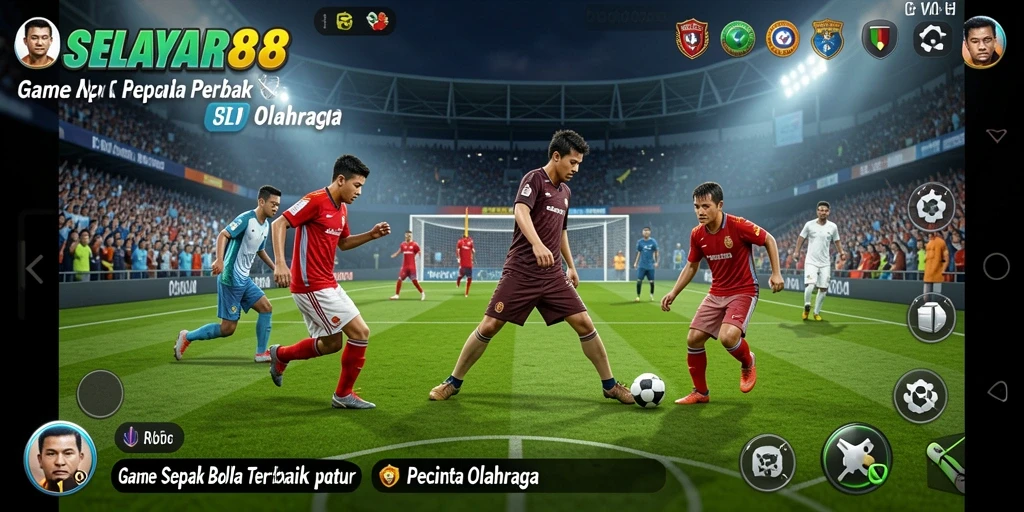 Screenshot gameplay <strong>SELAYAR88</strong> menunjukkan aksi seru di lapangan sepak bola.