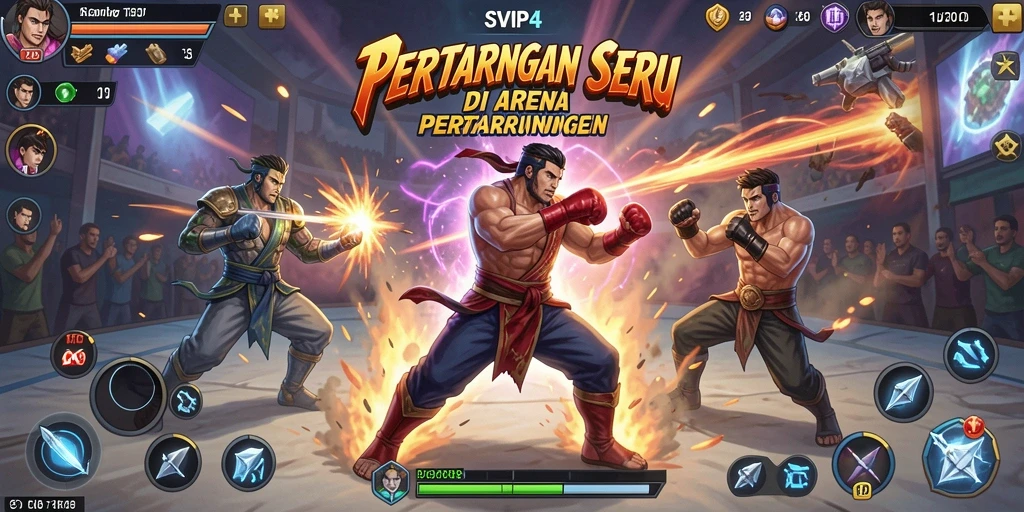 Tampilan gameplay pertarungan epik dalam SVIP4 dengan grafis yang menakjubkan.