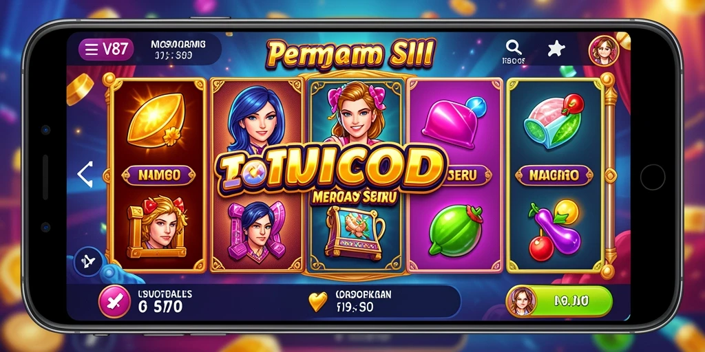 Tampilan gameplay V87 yang dinamis dan penuh warna.